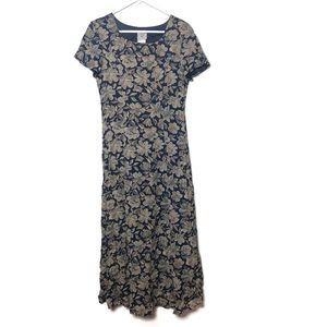 Laura Ashley vintage navy blue lined side zip floral modest dress 4